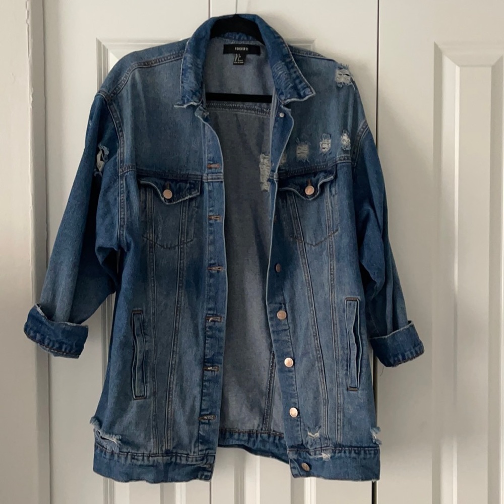 Distressed Oversized Jean Jacket